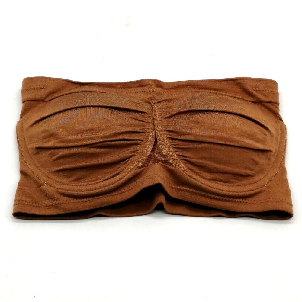 Rhonda Shear‎ Womens Bra Brown Strapless Padded Pullover Underwire Stretch Small